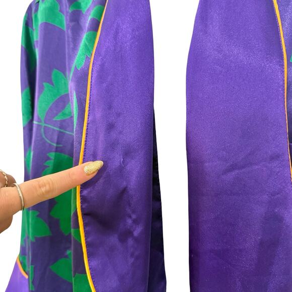 Vintage Victoria's Secret Gold Label Green Purple Satin Wrap Robe size S / M - Picture 6 of 16